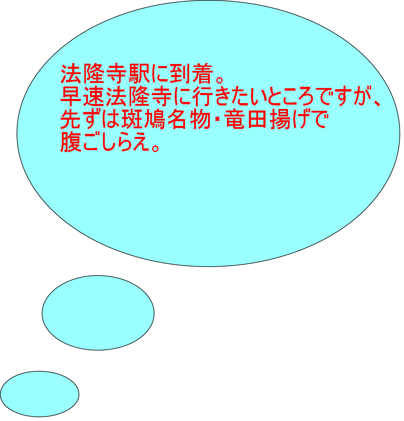法隆寺駅に到着。 早速法隆寺に行きたいところですが、 先ずは斑鳩名物・竜田揚げで 腹ごしらえ。 
