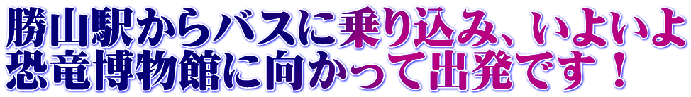 勝山駅からバスに乗り込み、いよいよ 恐竜博物館に向かって出発です！