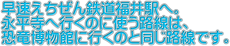 早速えちぜん鉄道福井駅へ。 永平寺へ行くのに使う路線は、 恐竜博物館に行くのと同じ路線です。
